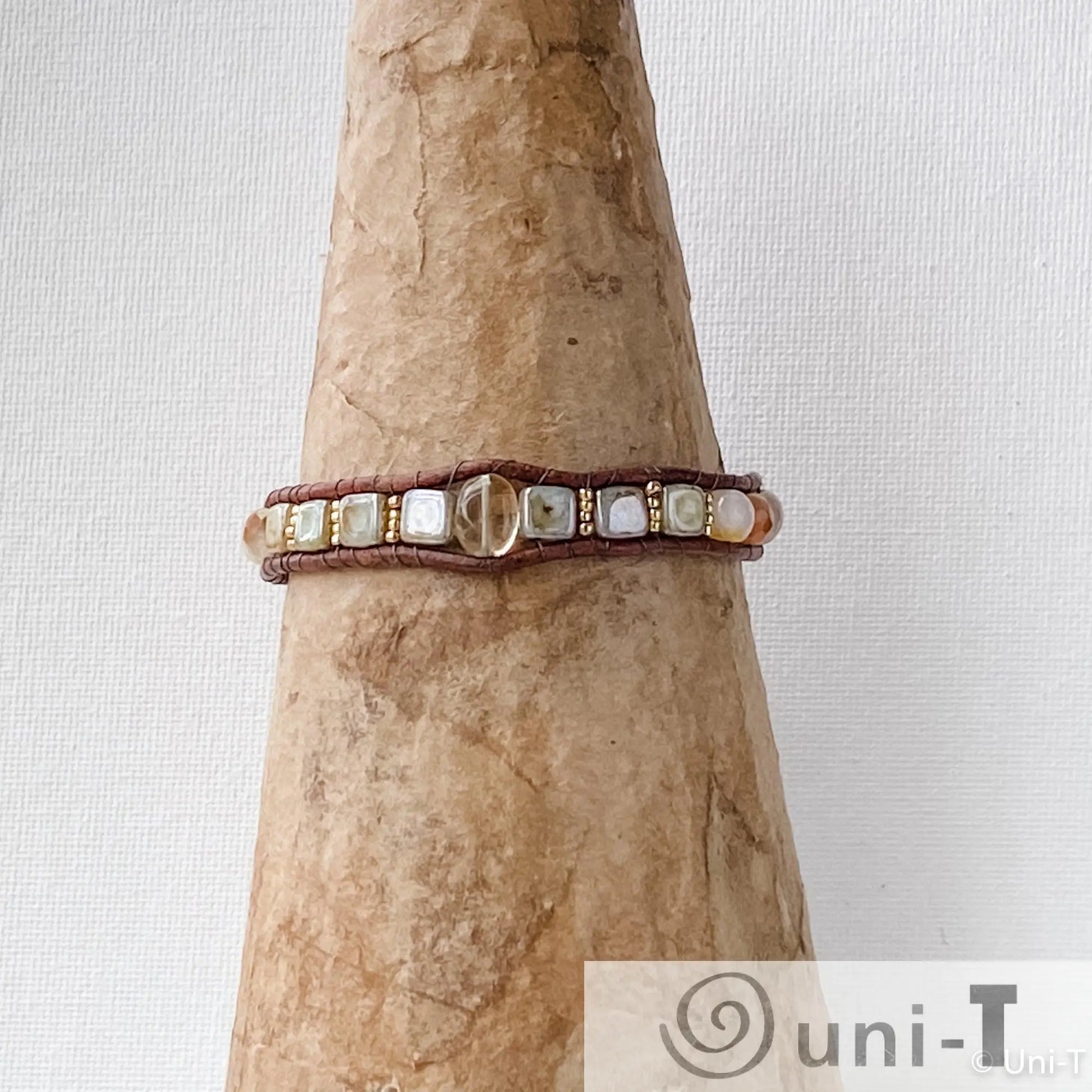 Single Woven Bracelet with Citrine, Jasper and Hematite Beads Janine Gerade