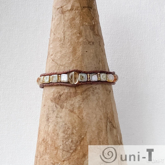 Single Woven Bracelet with Citrine, Jasper and Hematite Beads Janine Gerade