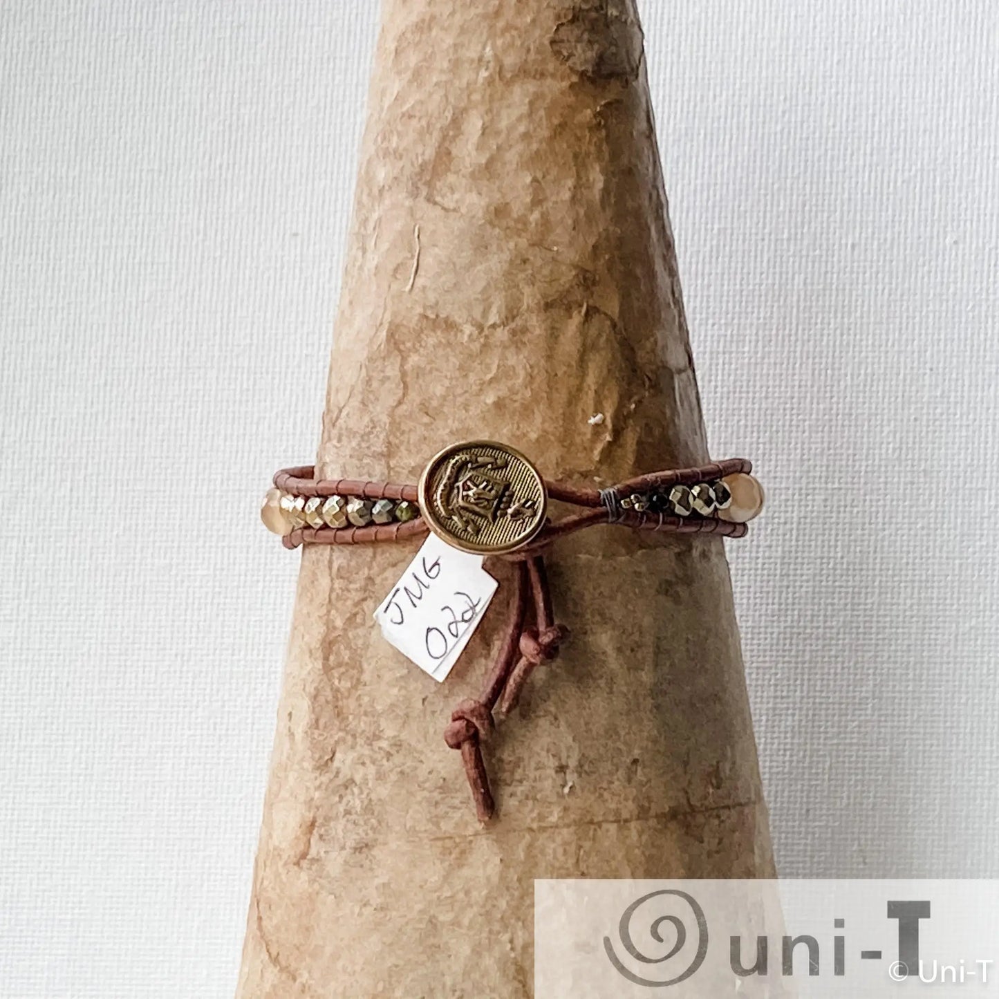 Single Woven Bracelet with Citrine, Jasper and Hematite Beads Janine Gerade