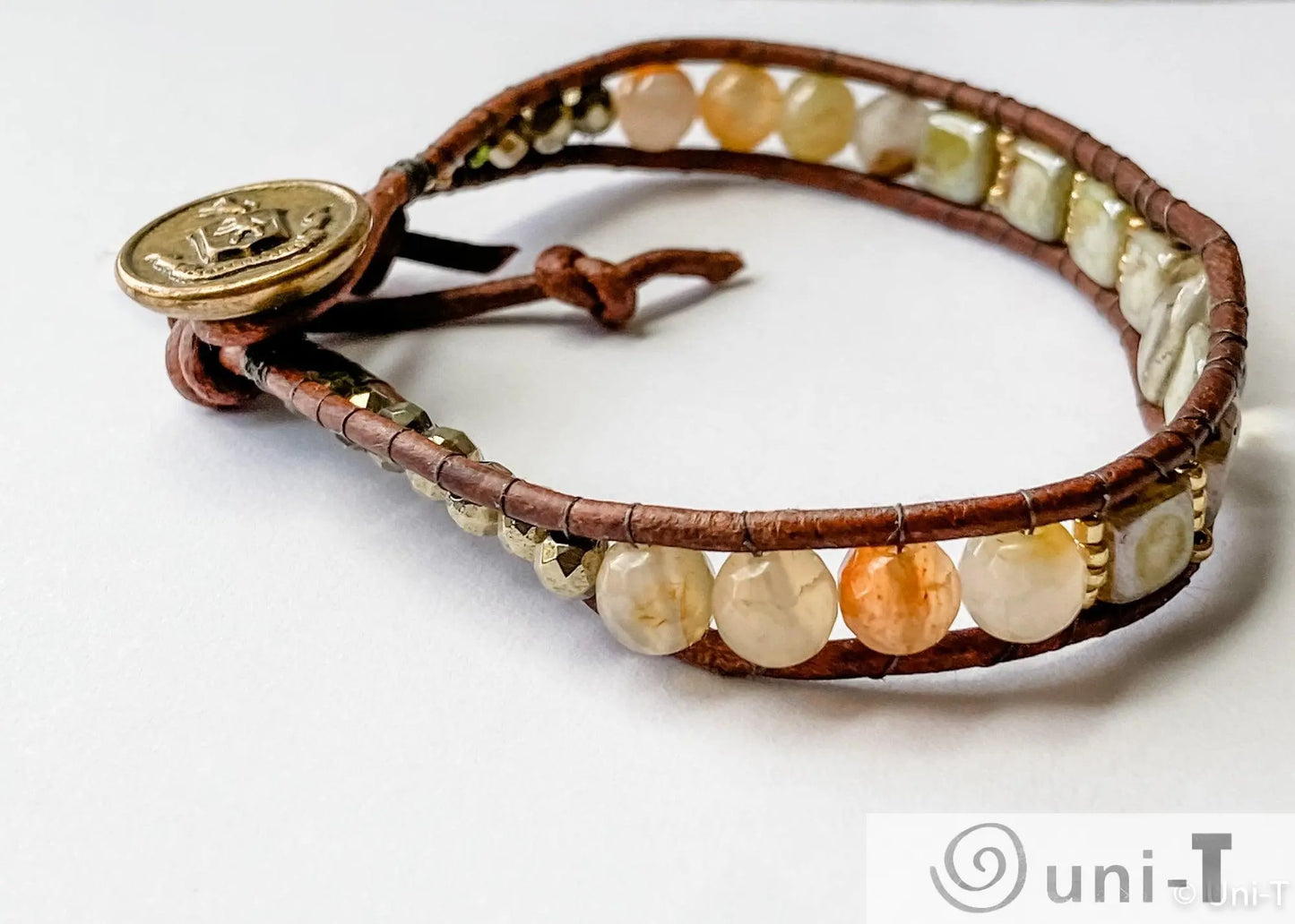 Single Woven Bracelet with Citrine, Jasper and Hematite Beads Janine Gerade