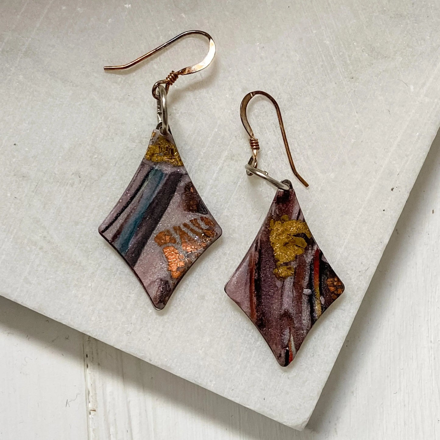 Small Kite Shape Polymer Clay  Earrings Sandrine Colson