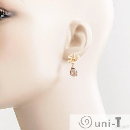 Smokey Quarts, Cubic Zirconia Flower Earrings Lisa Trachtman