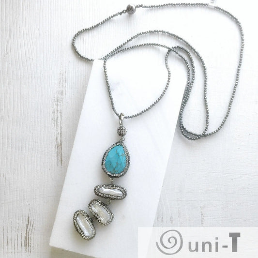 Spinel Necklace with Pearl & Agate Pave Crystals Lisa Trachtman