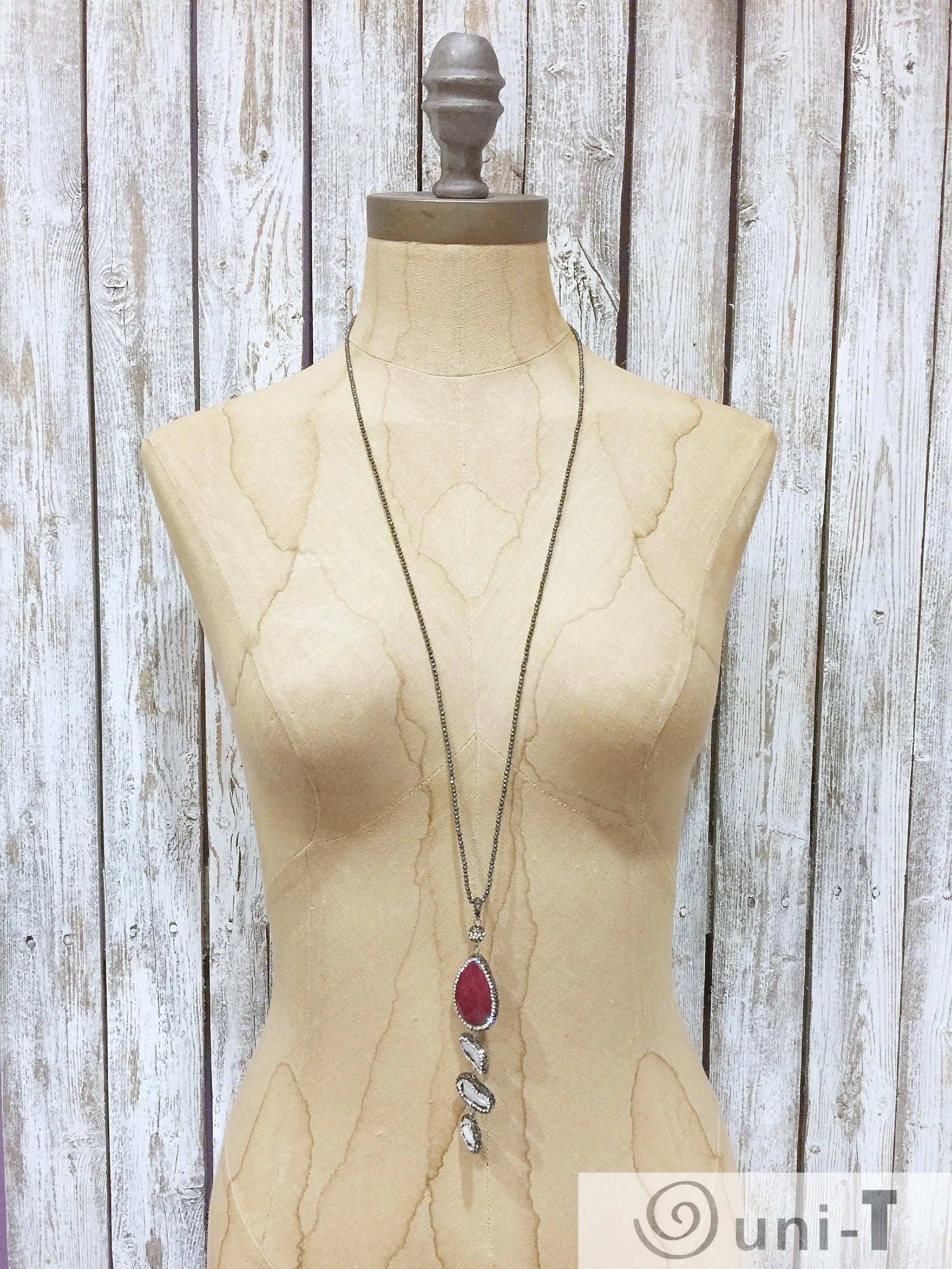 Spinel Necklace with Pearl & Agate Pave Crystals Lisa Trachtman