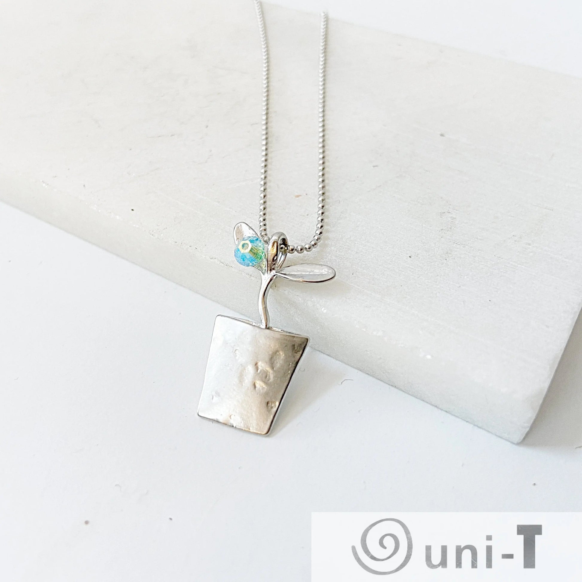 Sprouting Leaves in a Pot Necklace Kathy James