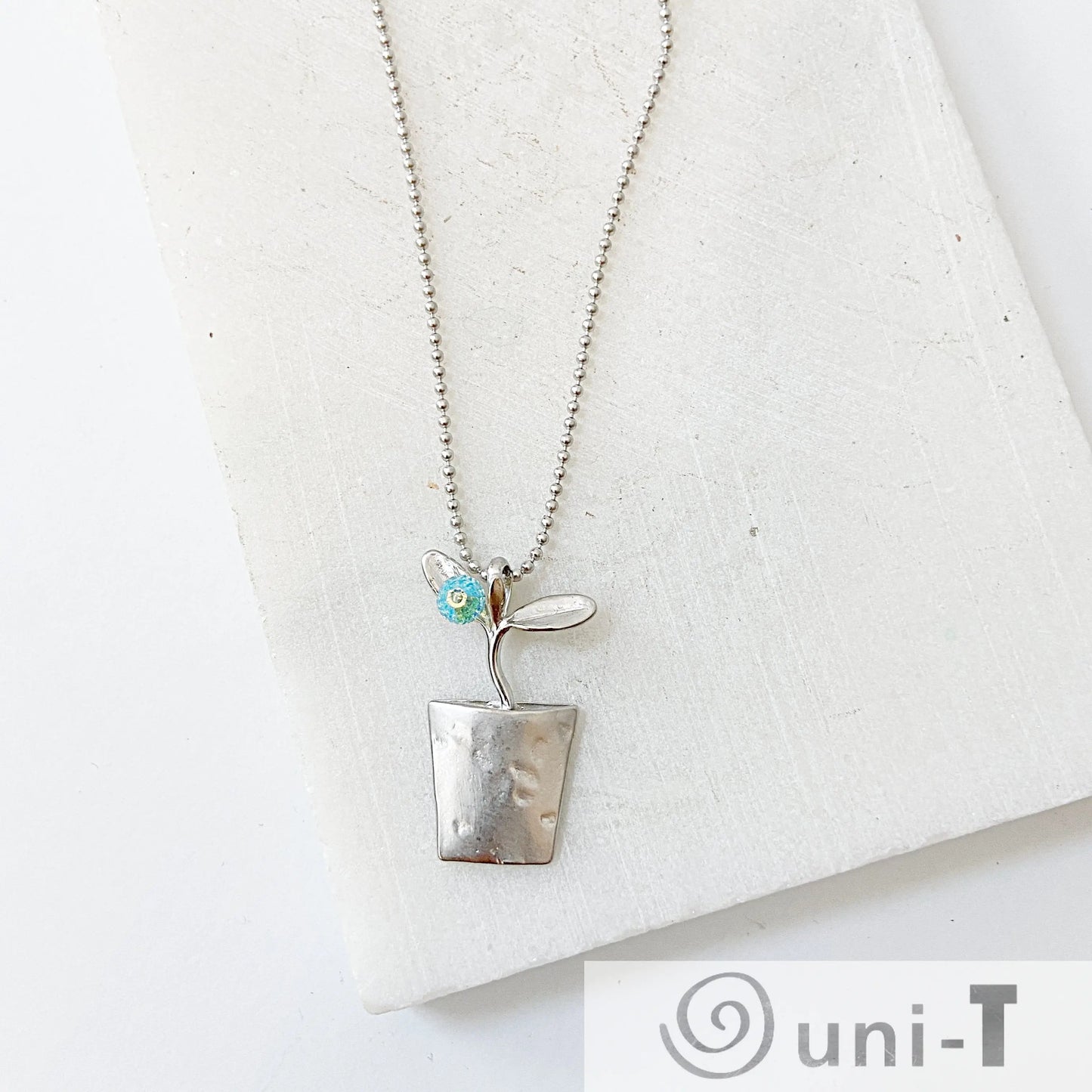 Sprouting Leaves in a Pot Necklace Kathy James