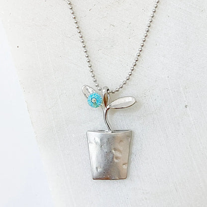 Sprouting Leaves in a Pot Necklace Kathy James