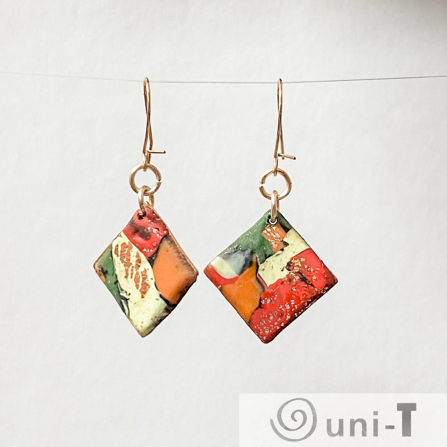 Square Polymer Clay  Earrings Sandrine Colson