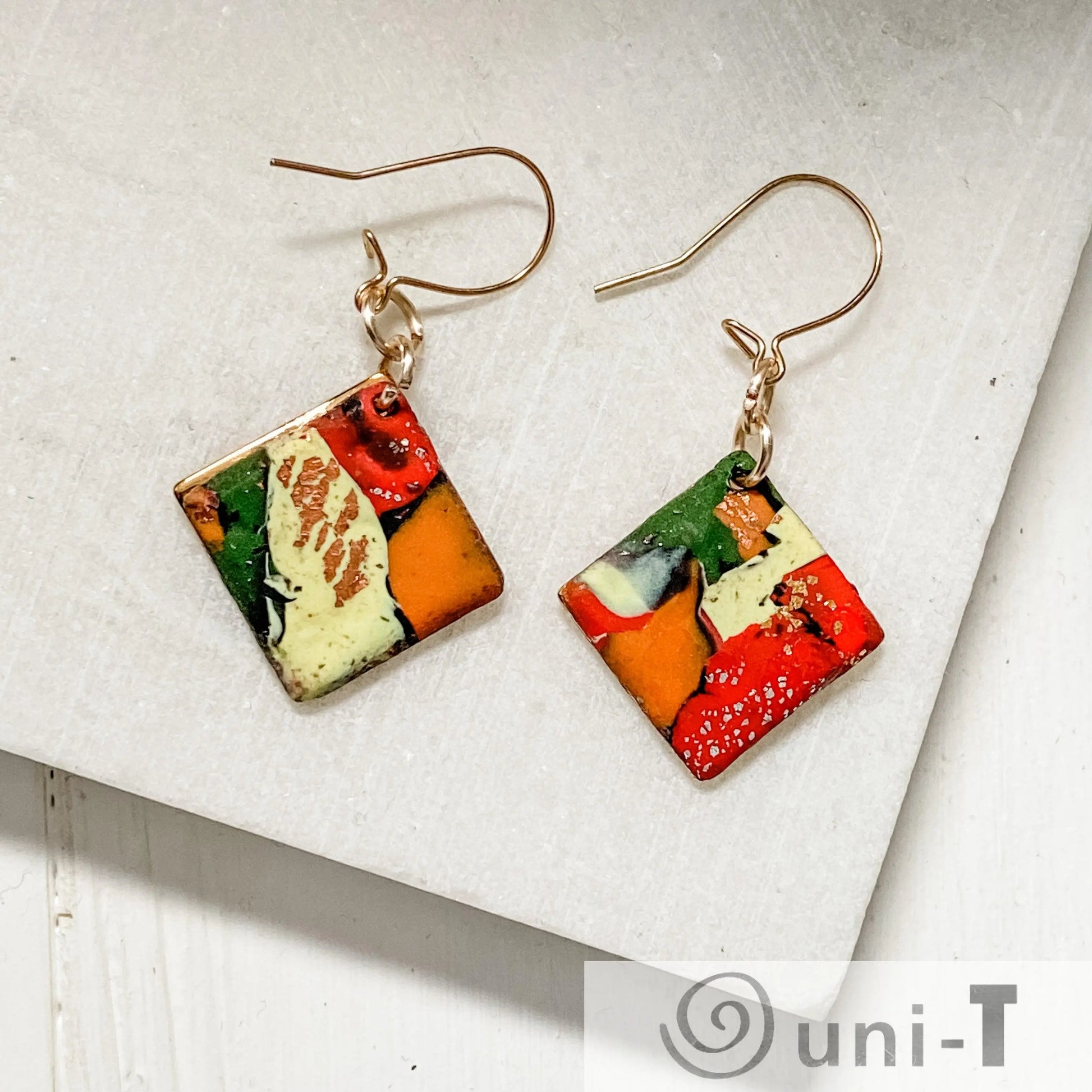 Square Polymer Clay  Earrings Sandrine Colson