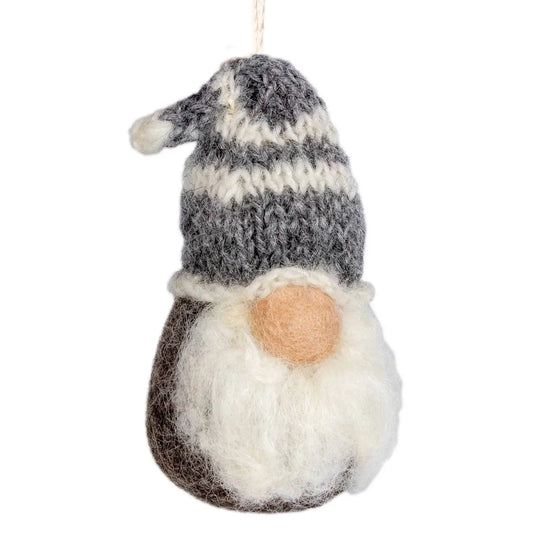 Stand Alone Gnome Ornament - Grey dZi Handmade