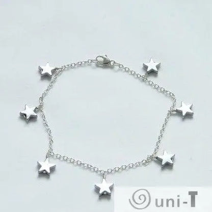 Star Bracelet - Silver Plated on Hematite Stars with Sterling Silver Chain Nicole Goulet