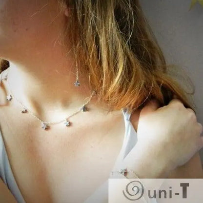 Star Bracelet - Silver Plated on Hematite Stars with Sterling Silver Chain Nicole Goulet