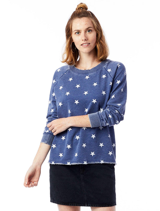 Star Printed Burnout French Terry Pullover Sweatshirt Uni-T