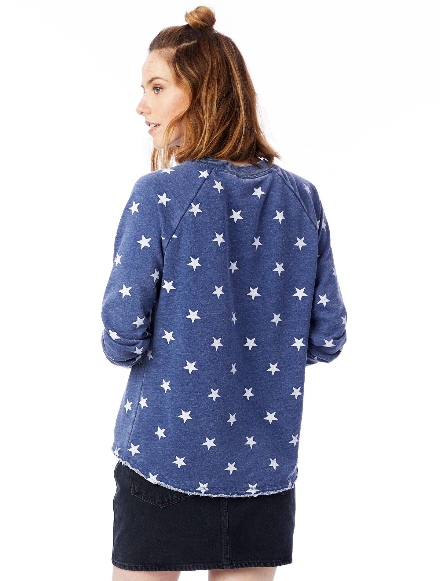 Star Printed Burnout French Terry Pullover Sweatshirt Uni-T