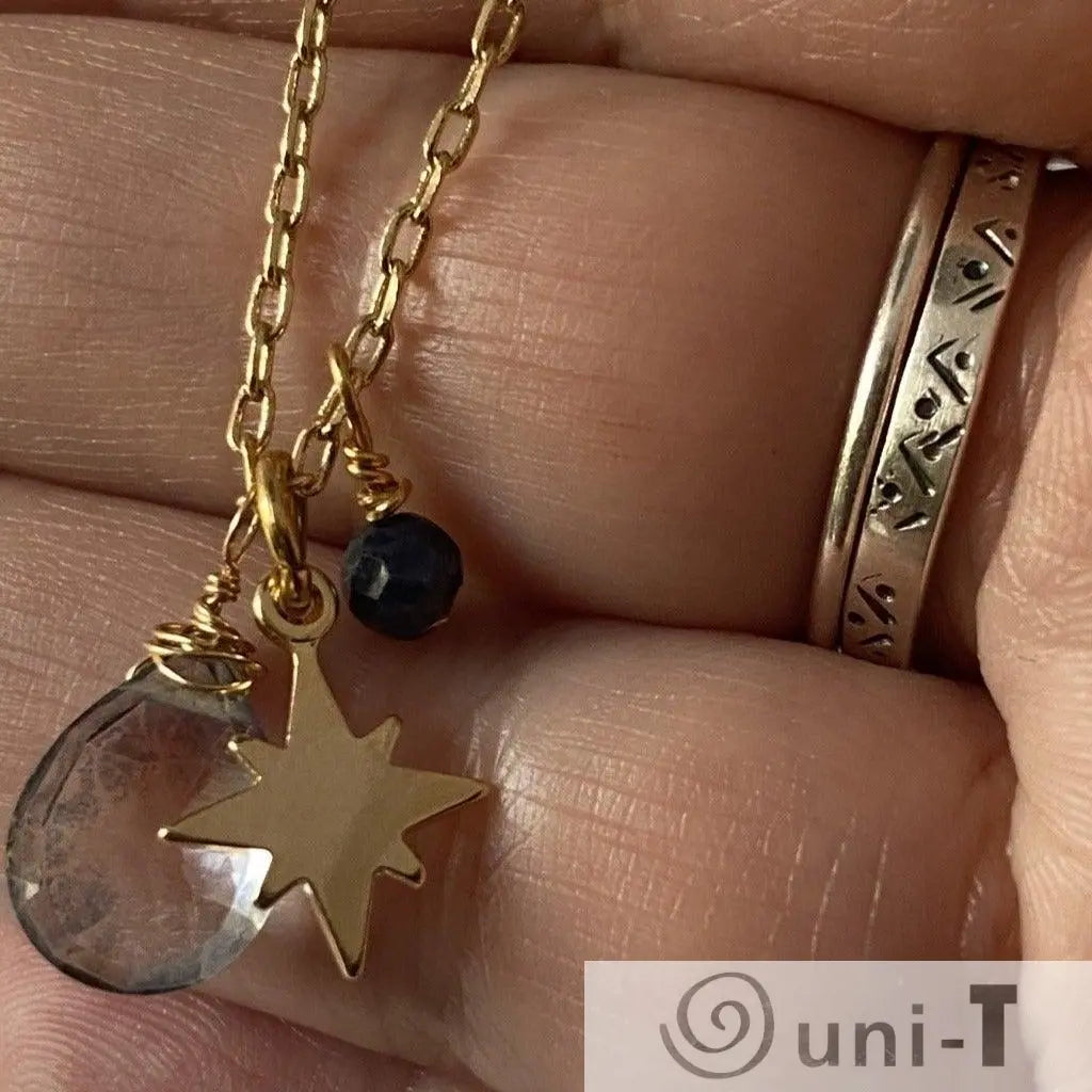 Star and Gemstone Charm Necklace Janine Gerade