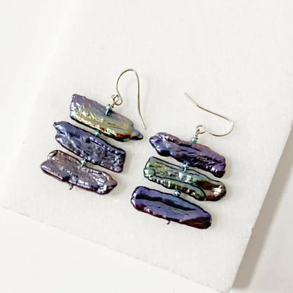 Stick Peacock Pearl & Sterling Silver Earrings Regina McGearty