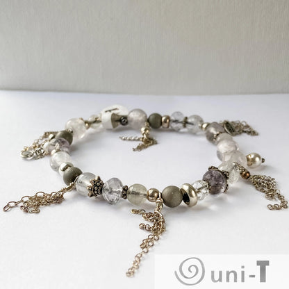 Stretchy Semi-Precious Stones Bracelet - Gray Tone Janine Gerade