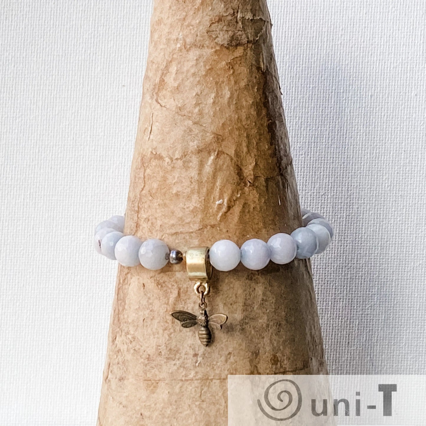 Stretchy Semi-Precious Stones Bracelet - Gray Tone Janine Gerade