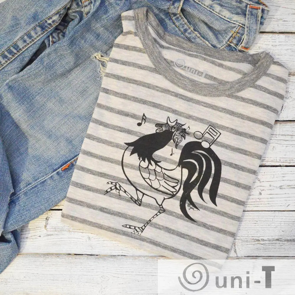 Striped T-shirt - Rooster or Choose Other Design :  LIMITED Uni-T