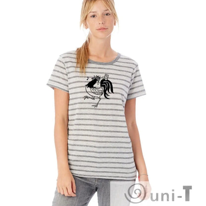 Striped T-shirt - Rooster or Choose Other Design :  LIMITED Uni-T