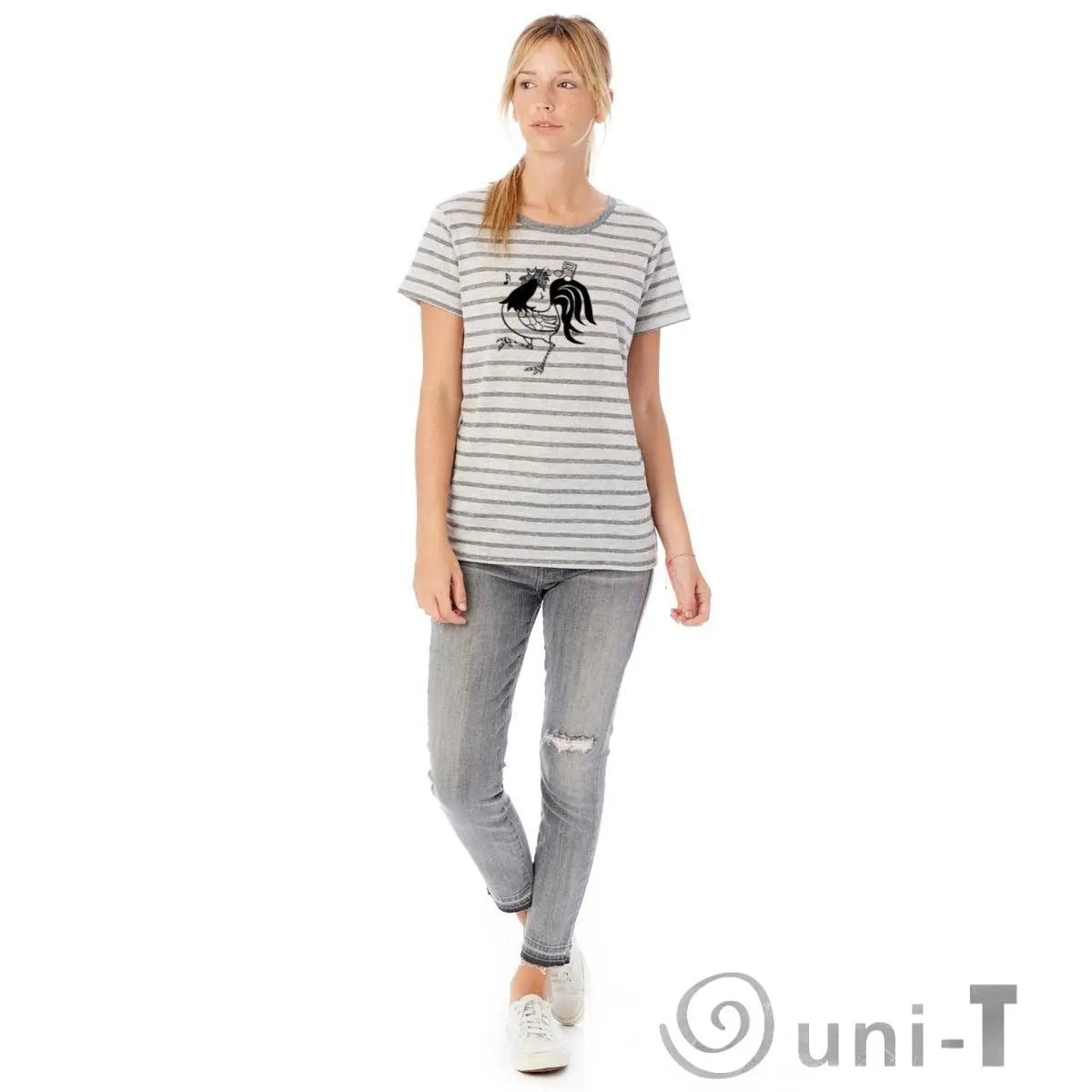 Striped T-shirt - Rooster or Choose Other Design :  LIMITED Uni-T