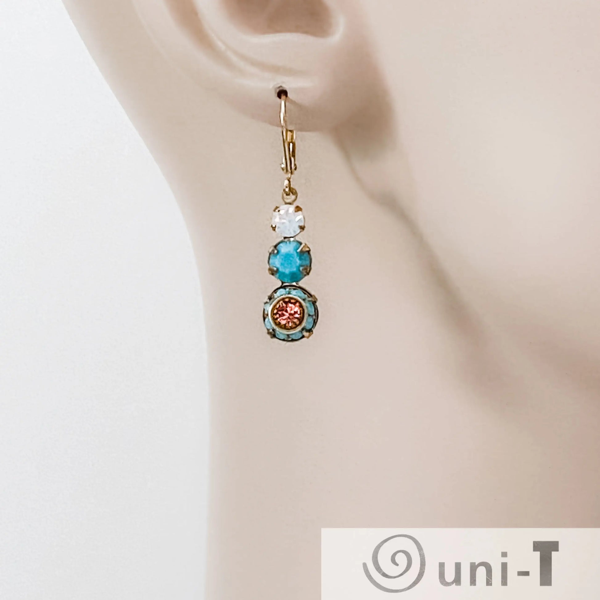 Three Tiers Crystal Earrings Kathy James