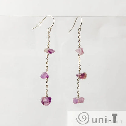 Tiny Amethyst on Sterling Silver Earrings, Rough Cut Gemstones Nicole Goulet
