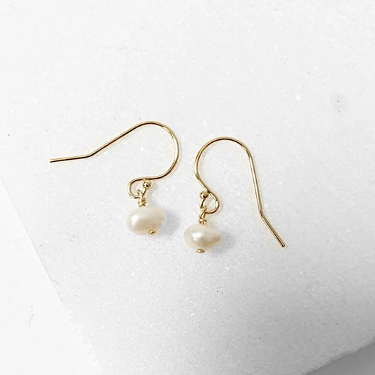 Tiny Freshwater Pearl Earrings with Gold Filled Wires Nicole Goulet