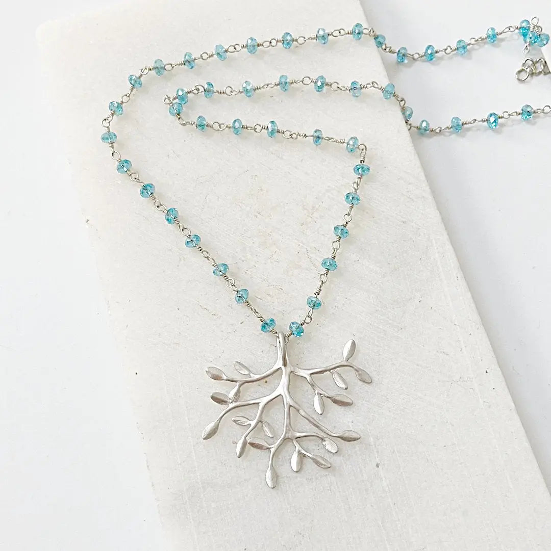 Tree Branch Plated Rhodium Necklace Kathy James