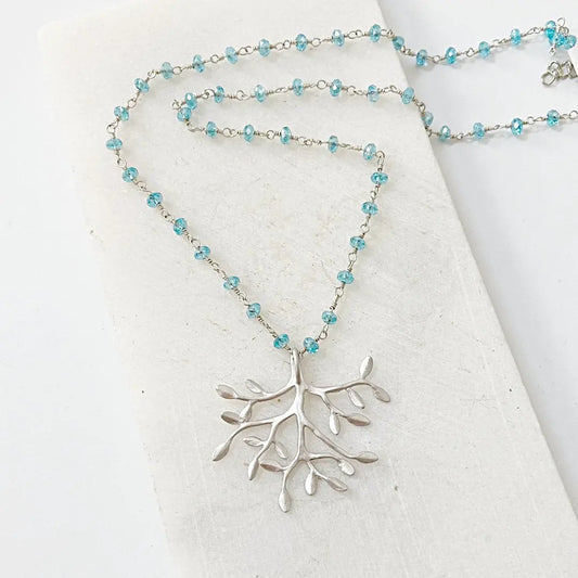Tree Branch Plated Rhodium Necklace Kathy James