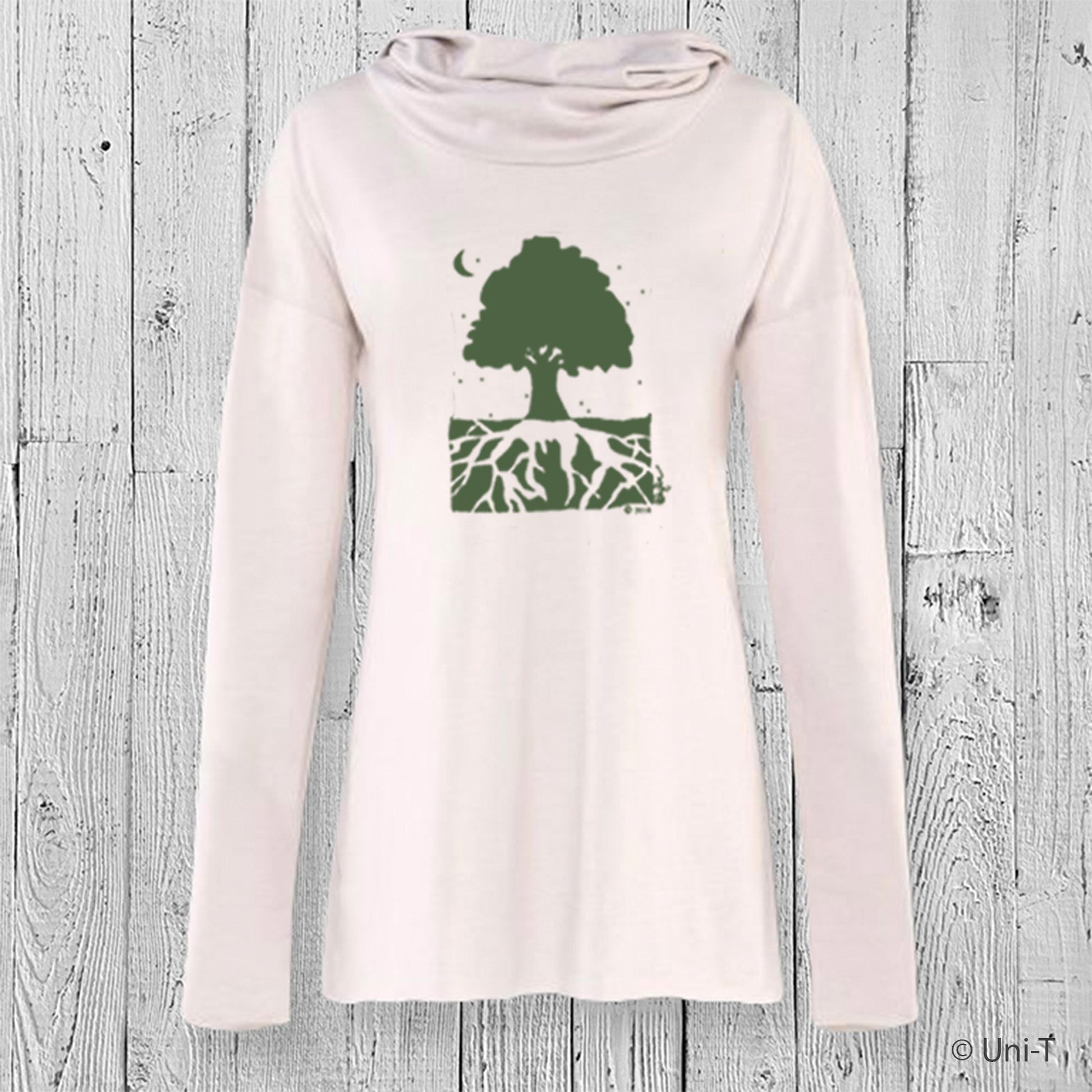 Tree Organic Cotton Cowl Neck Yoga Hoodie, Made in USA Uni-T
