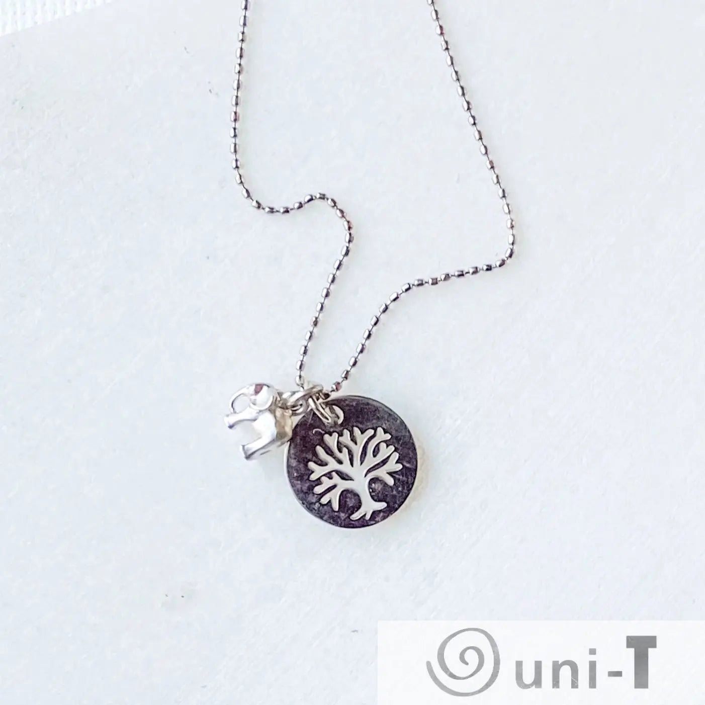 Tree & Elephant Stainless Steel Charm Necklace Kathy James