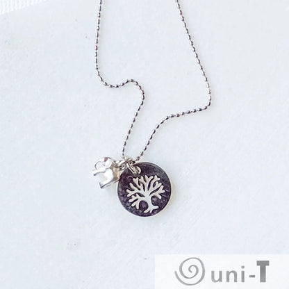 Tree & Elephant Stainless Steel Charm Necklace Kathy James