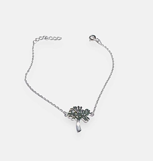 Tree of Life Bracelet - Sterling Silver Charm featuring a delicate tree design on an adjustable chain with spring ring clasp, 7-8 inches long.