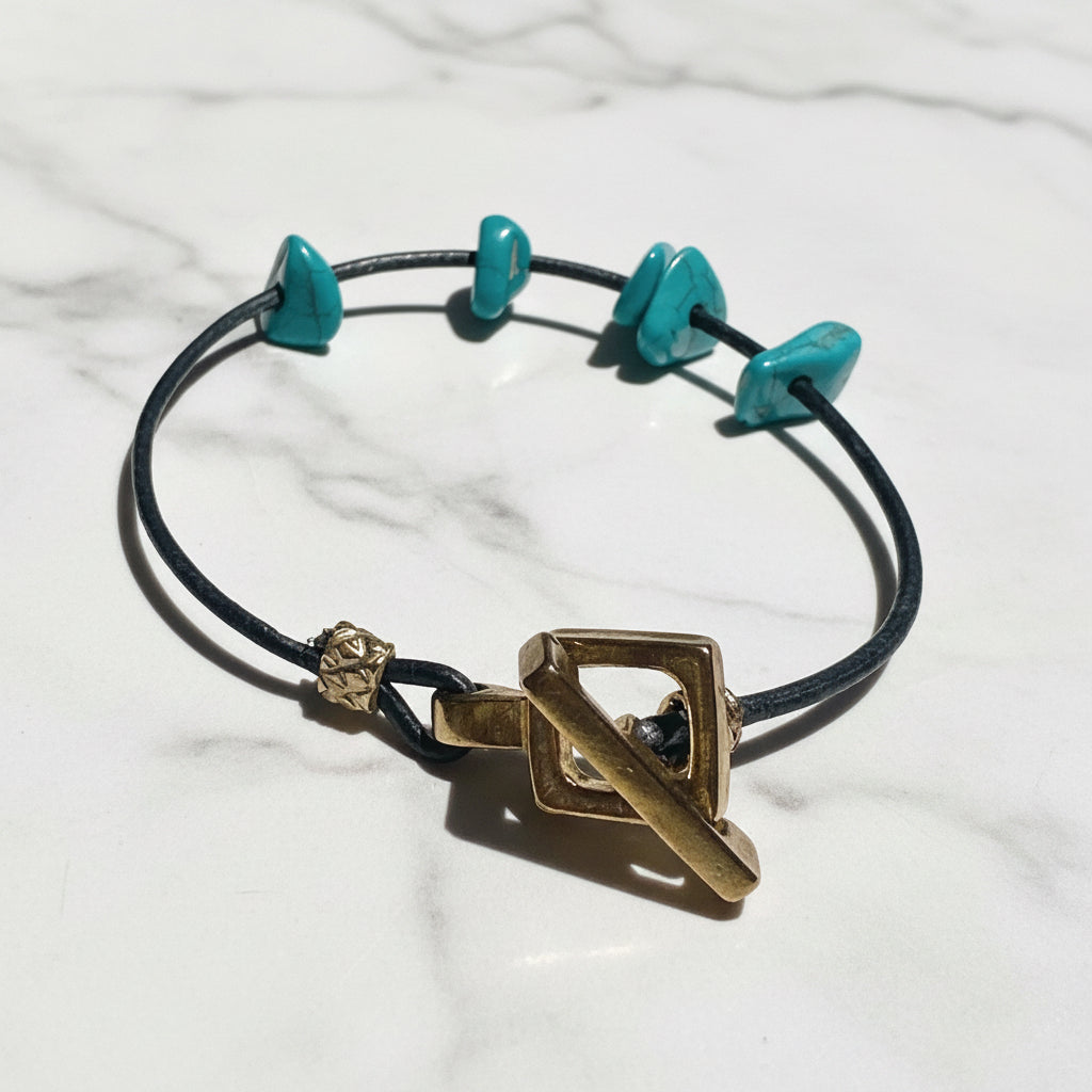Turquoise Leather Bracelet - Janine Gerade