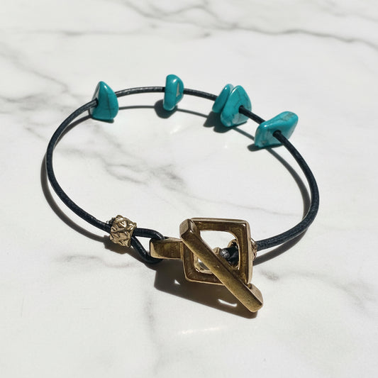 Turquoise Leather Bracelet - Janine Gerade