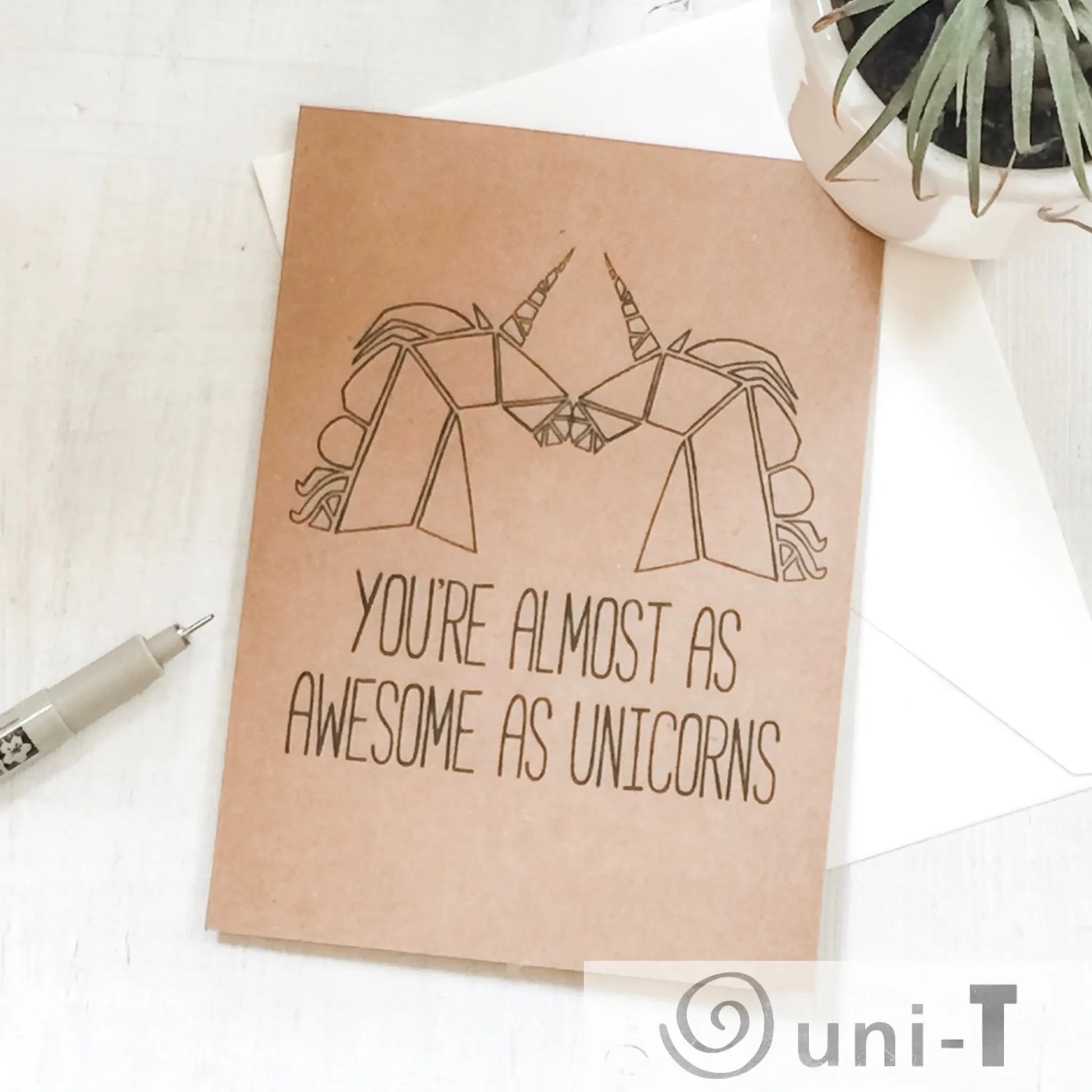 Two Unicorns Greeting Card 4X5.5 Uni-T