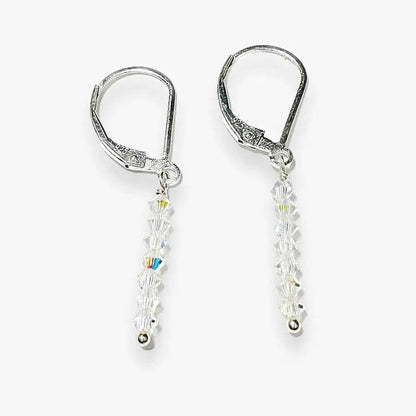 Glitter Stixx Gemstone Earrings with sterling silver hooks and stacked crystal beads, 1.5” long, lightweight and modern sparkle design.