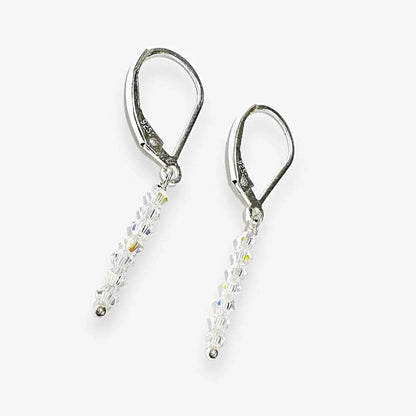 UNI-T Glitter Stixx Earrings featuring vertical gemstone sparkle bars on silver leverback hooks, perfect for stylish, everyday wear.