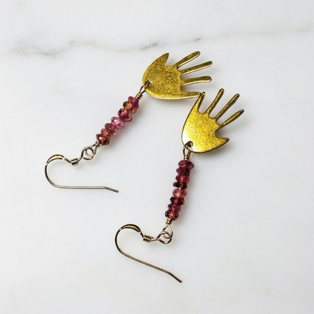 Uni- T Hand Earrings/ Golden Hands Earrings Janine Gerade