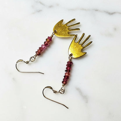 Uni- T Hand Earrings/ Golden Hands Earrings Janine Gerade