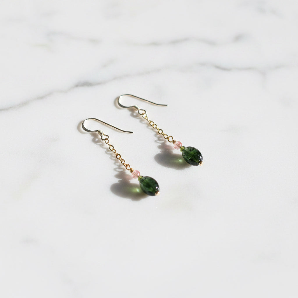 Uni- T- Tourmaline Drop Earrings, Tourmaline Chain, Gemstone Drops Janine Gerade