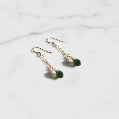 Uni- T- Tourmaline Drop Earrings, Tourmaline Chain, Gemstone Drops Janine Gerade