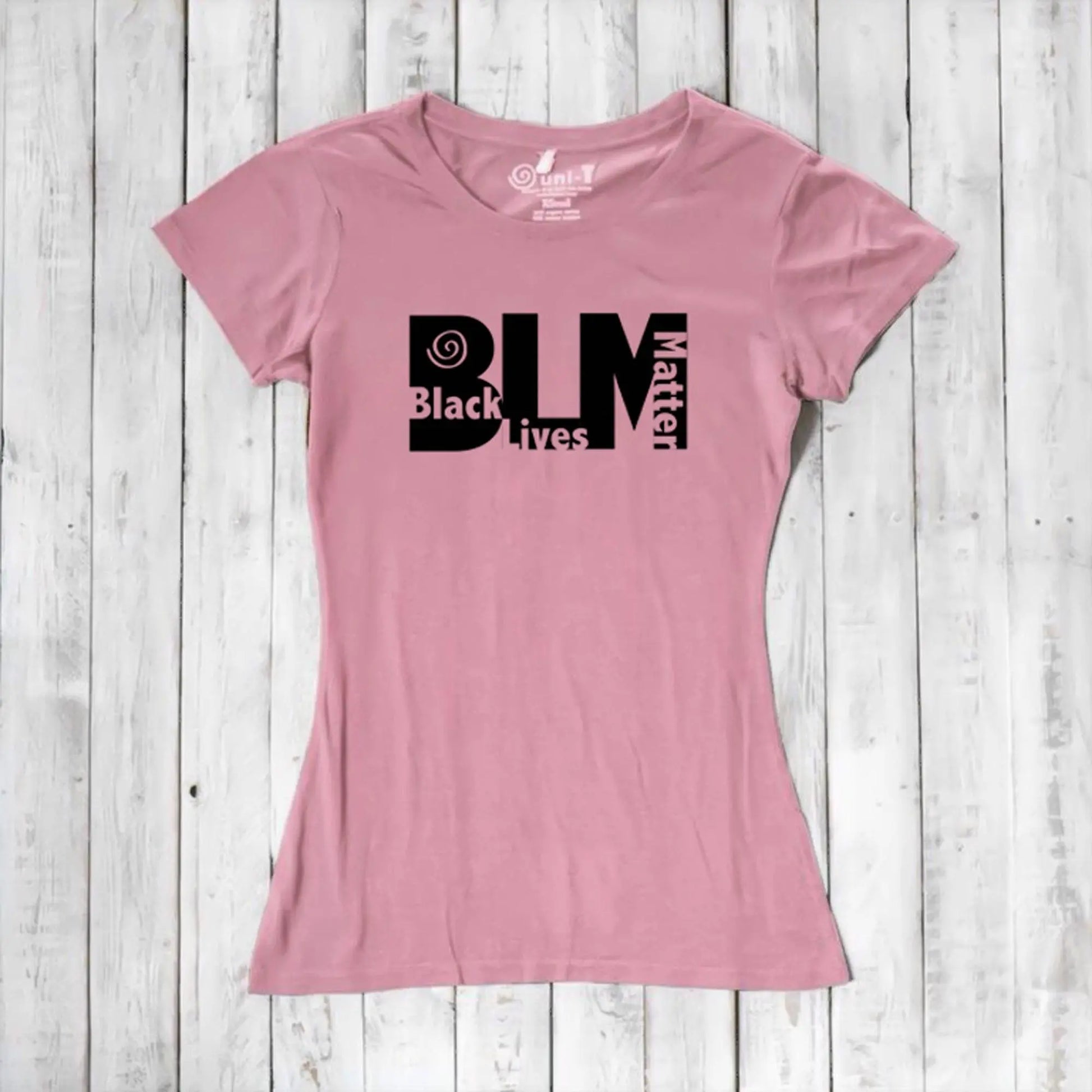 Pink Women's BLM T-Shirt in sustainable bamboo and organic cotton. Feminine activist tee supporting equality by Uni-T.