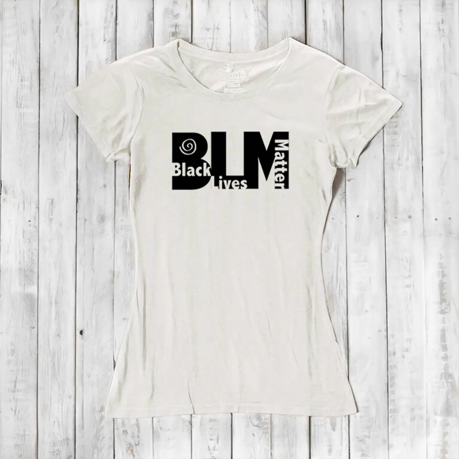 White Women's Black Lives Matter T-Shirt in bamboo and organic cotton. Clean, minimalist activist tee by Uni-T.