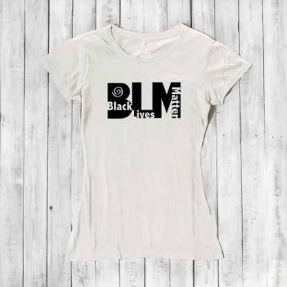 White Women's Black Lives Matter T-Shirt in bamboo and organic cotton. Clean, minimalist activist tee by Uni-T.