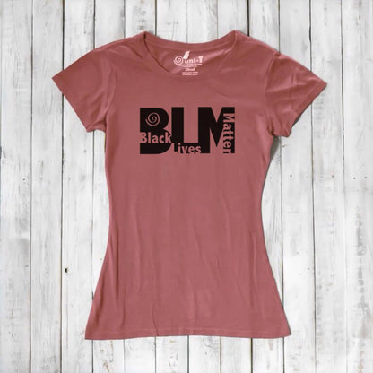 Rose pink Women's Black Lives Matter T-Shirt in bamboo and organic cotton. Feminist and activist statement tee by Uni-T.