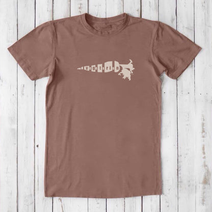 Light brown men's bamboo and organic cotton vegetarian T-shirt with cream carrot 'Plant Power' graphic, eco-friendly classic fit apparel.