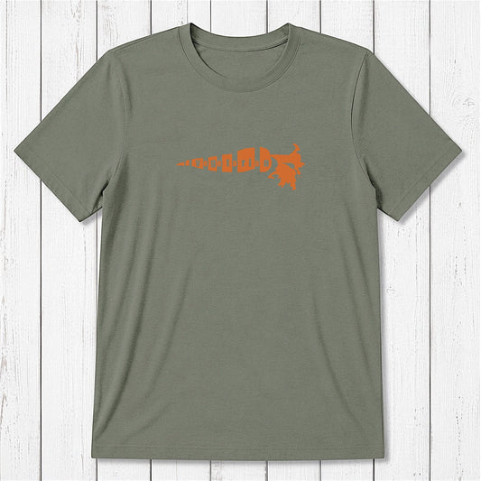 Olive green men's vegetarian T-shirt in bamboo and organic cotton with coral 'Plant Power' carrot graphic, sustainable and stylish classic fit.