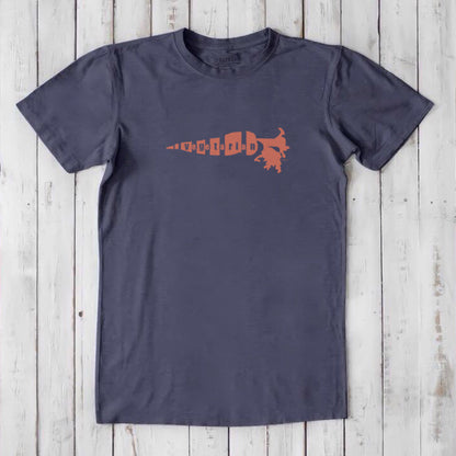 Navy men's bamboo and organic cotton vegetarian T-shirt with coral 'Plant Power' carrot graphic, breathable and eco-friendly classic fit tee.